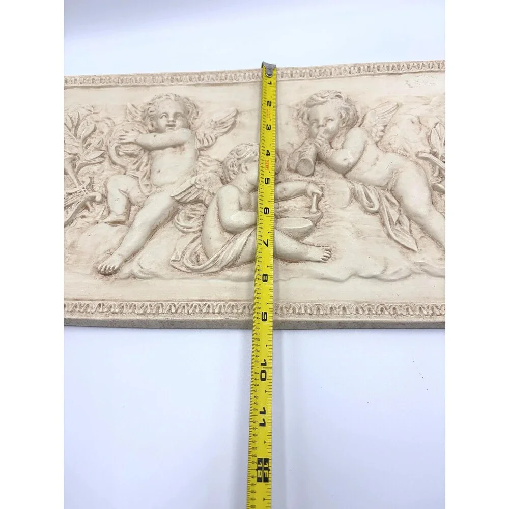 Vintage Musical Cherubs Angels High Relief Wall Plaque Plaster Resin Decor 15